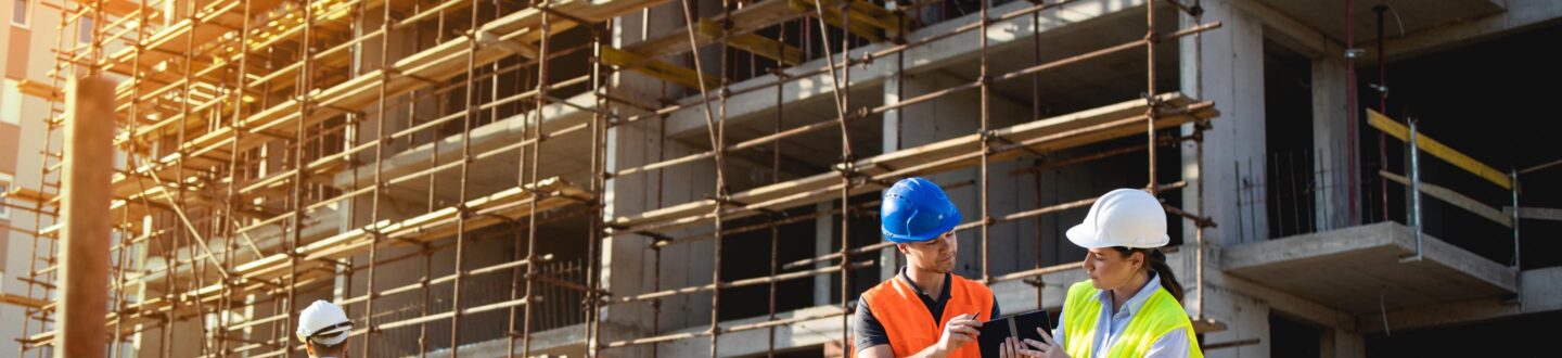 construction site with workers talking - Cost Segregation Studies